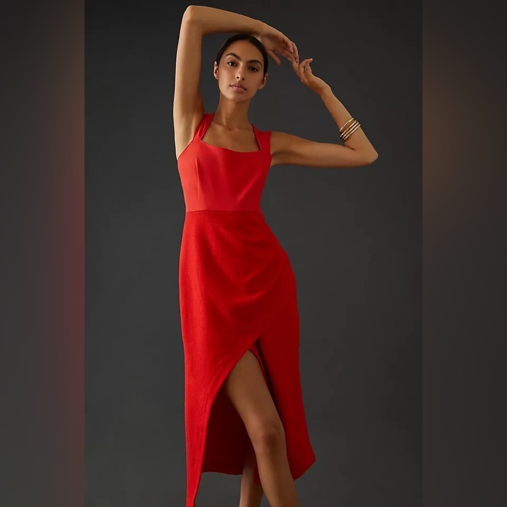 Maeve Asymmetrical Squareneck Maxi Dress Red Women’s 2 Flirty Party Holiday